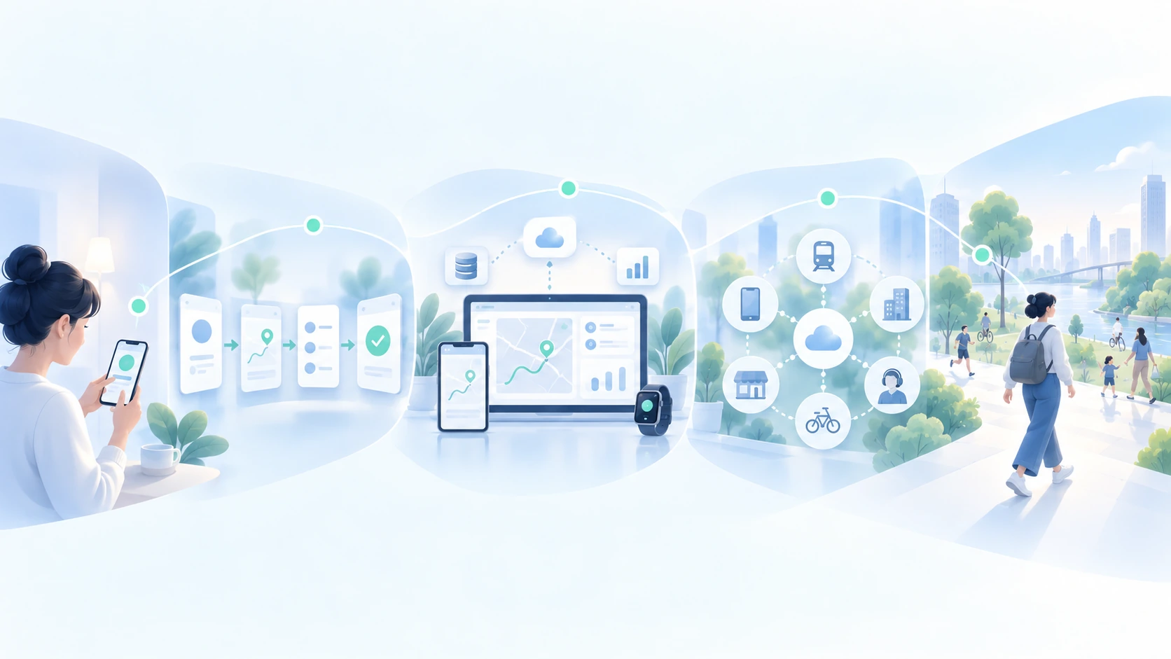 Escala progresiva: pantalla → flujo → producto → servicio → contexto de vida.