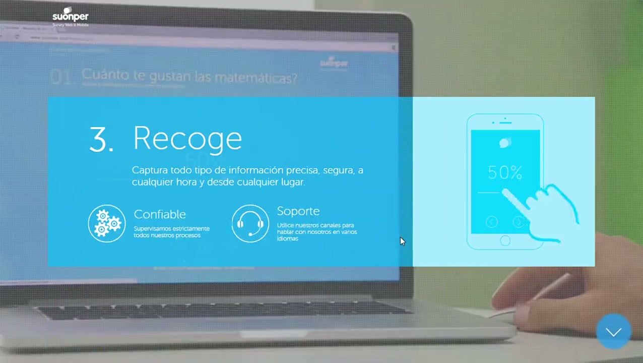 Web comercial de Suonper: 3. Recoge — recolectar respuestas.